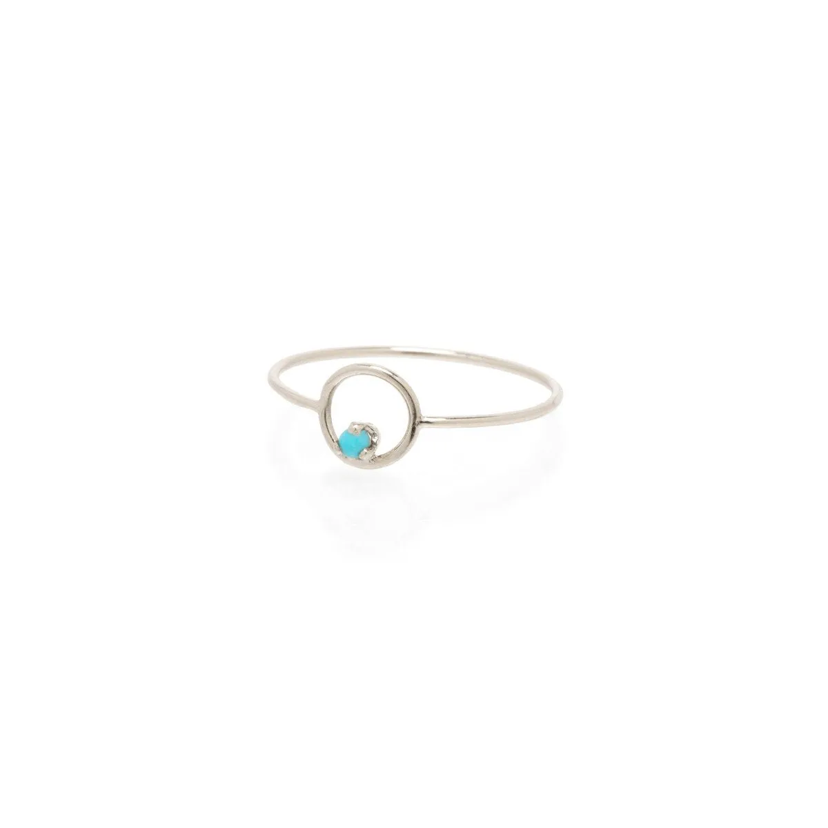 14k Small Circle Prong Turquoise Ring sold by Zoe Chicco product image thumbnail 4