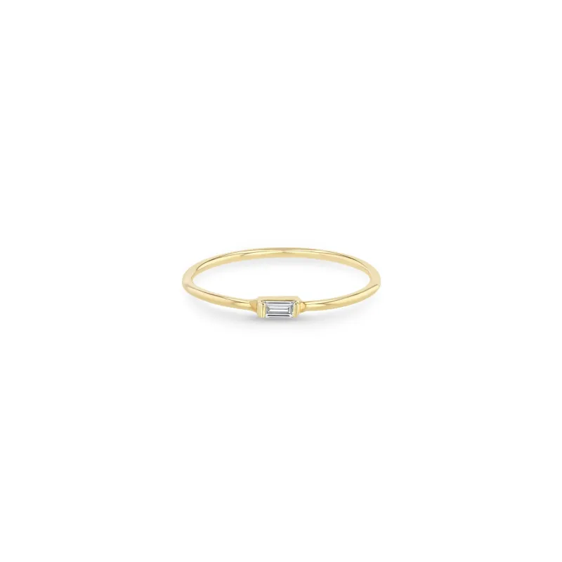 14k Horizontal Baguette Diamond Ring sold by Zoe Chicco
