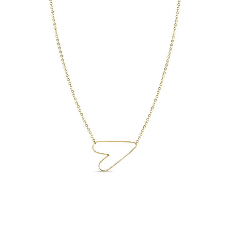 14k Small Hammered Heart Necklace sold by Zoe Chicco