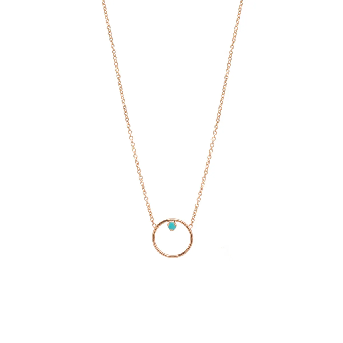 14k Circle Prong Turquoise Necklace sold by Zoe Chicco product image thumbnail 3