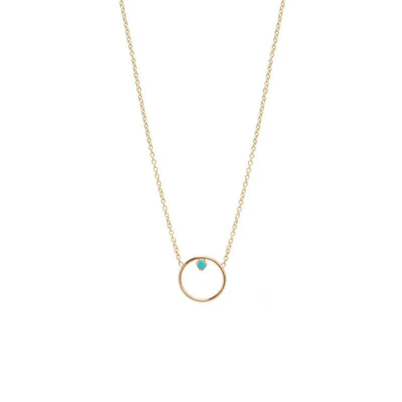 14k Circle Prong Turquoise Necklace sold by Zoe Chicco