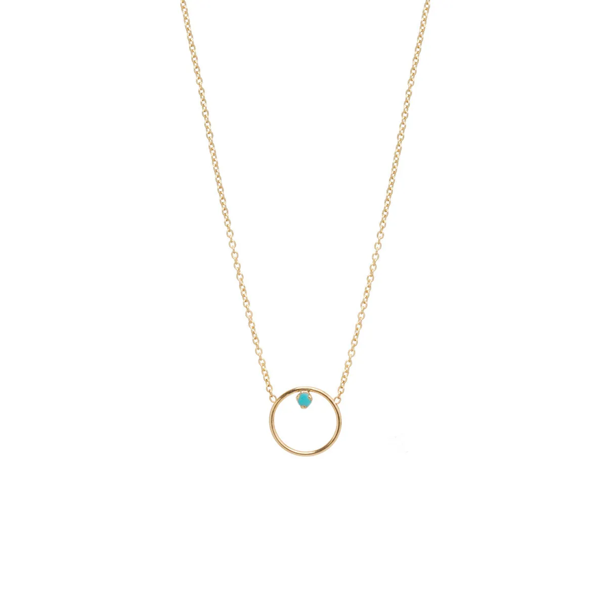 14k Circle Prong Turquoise Necklace sold by Zoe Chicco