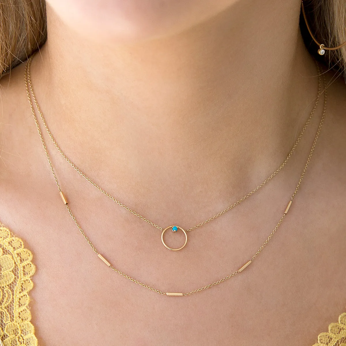 14k Circle Prong Turquoise Necklace sold by Zoe Chicco product image thumbnail 2