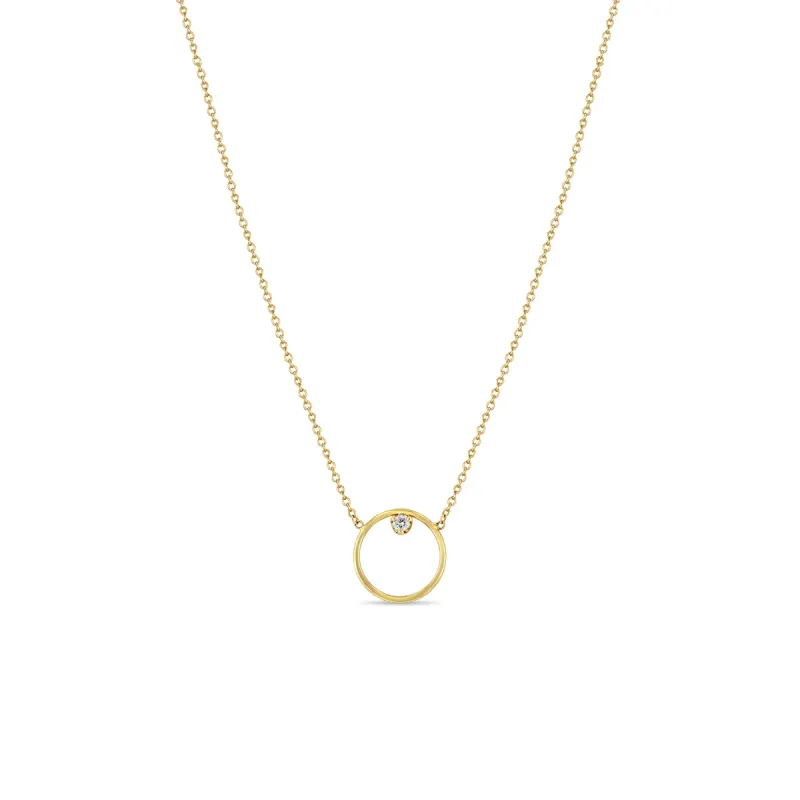 14k Circle Prong Diamond Necklace sold by Zoe Chicco