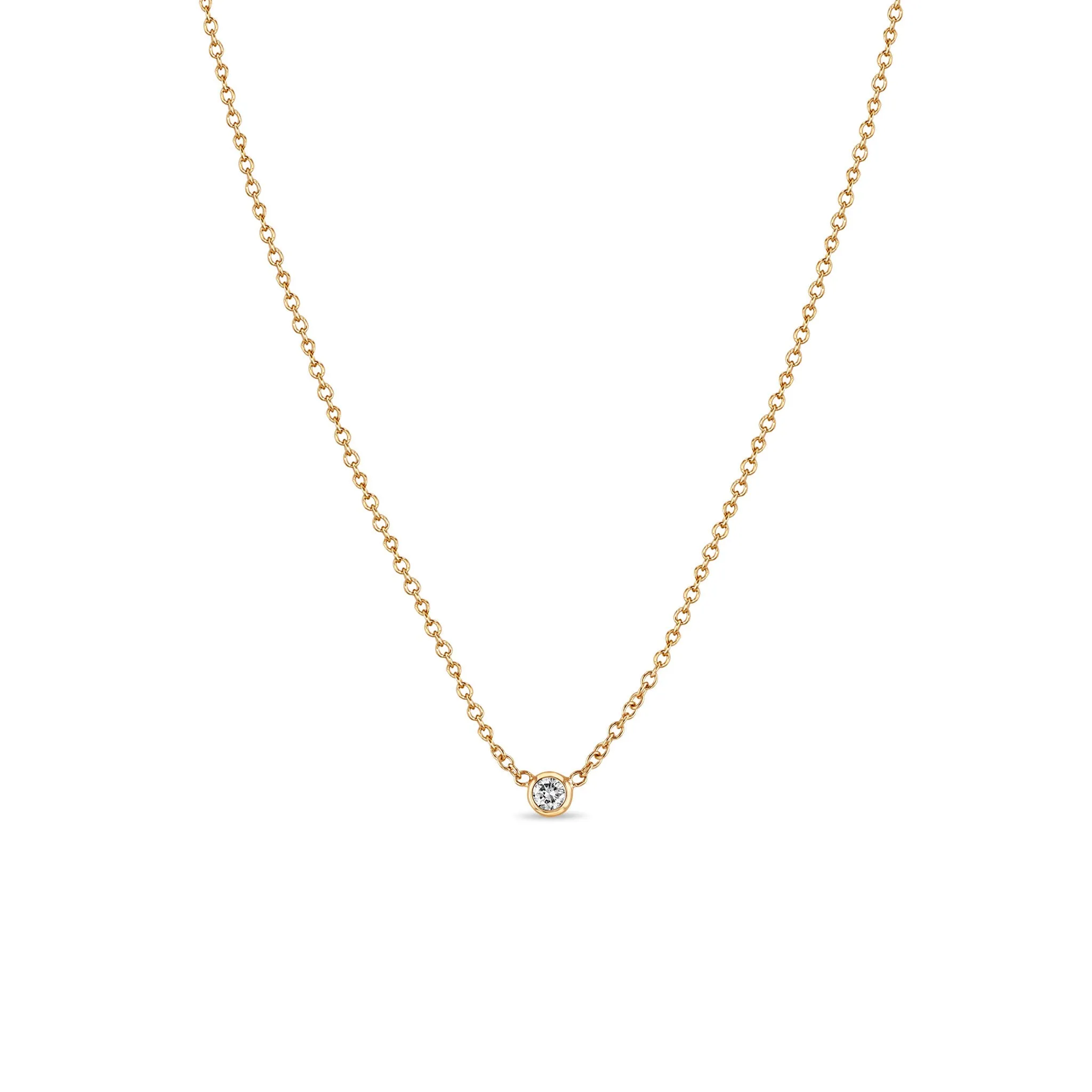 14k Single Diamond Bezel Necklace sold by Zoe Chicco product image thumbnail 5