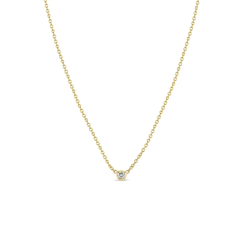 14k Single Diamond Bezel Necklace sold by Zoe Chicco