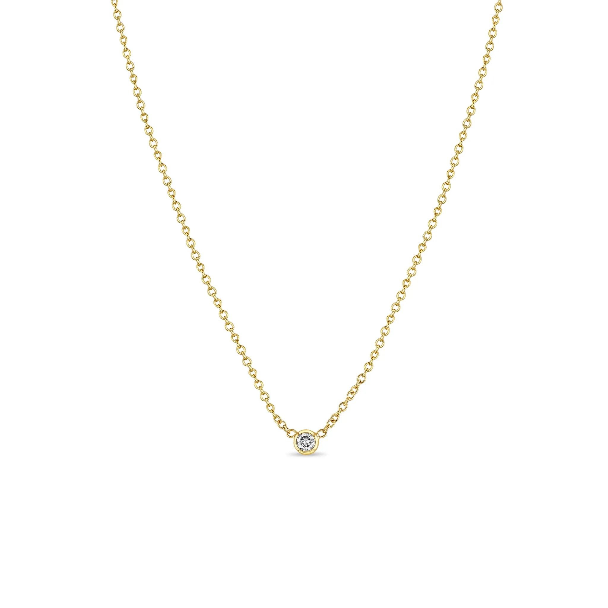 14k Single Diamond Bezel Necklace sold by Zoe Chicco