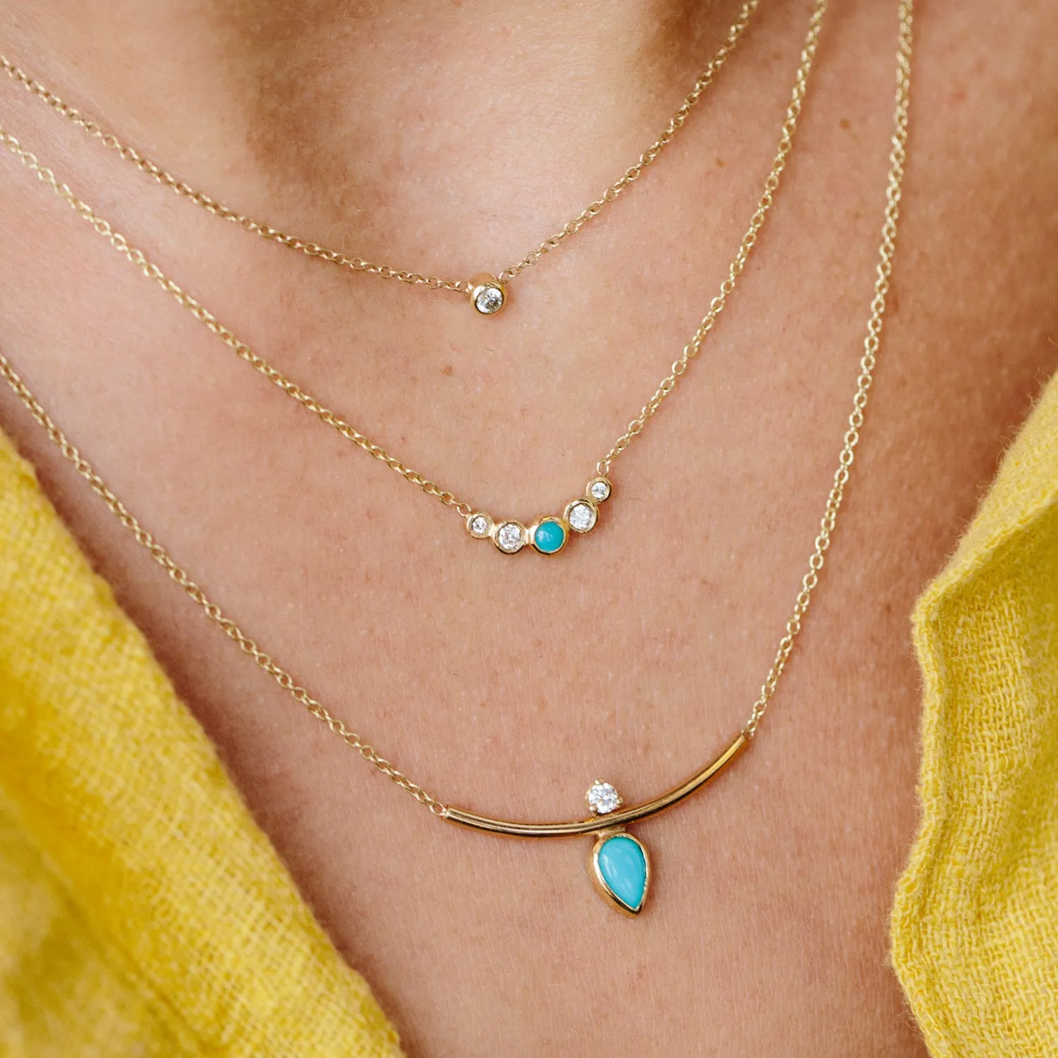 14k Single Diamond Bezel Necklace sold by Zoe Chicco product image thumbnail 3