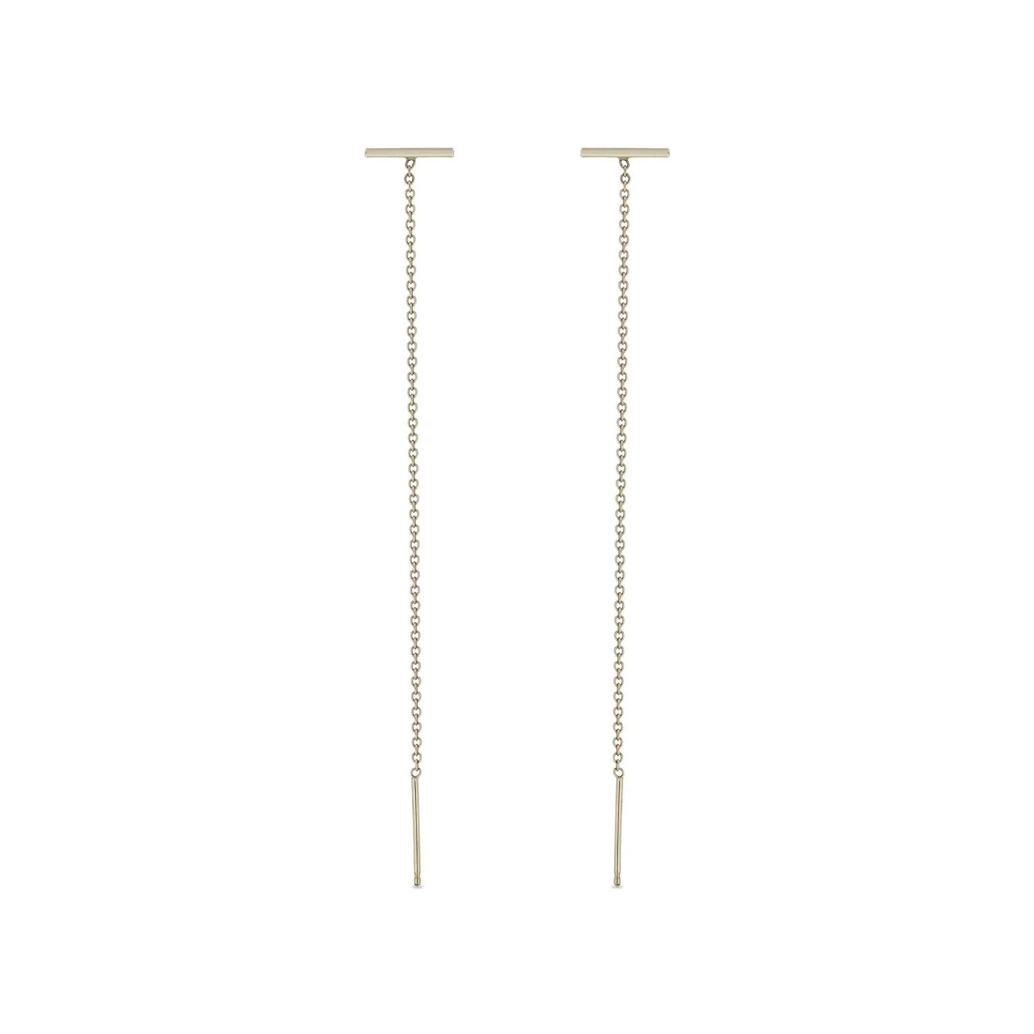 14k Gold Thin Bar Threader Earrings sold by Zoe Chicco product image thumbnail 4