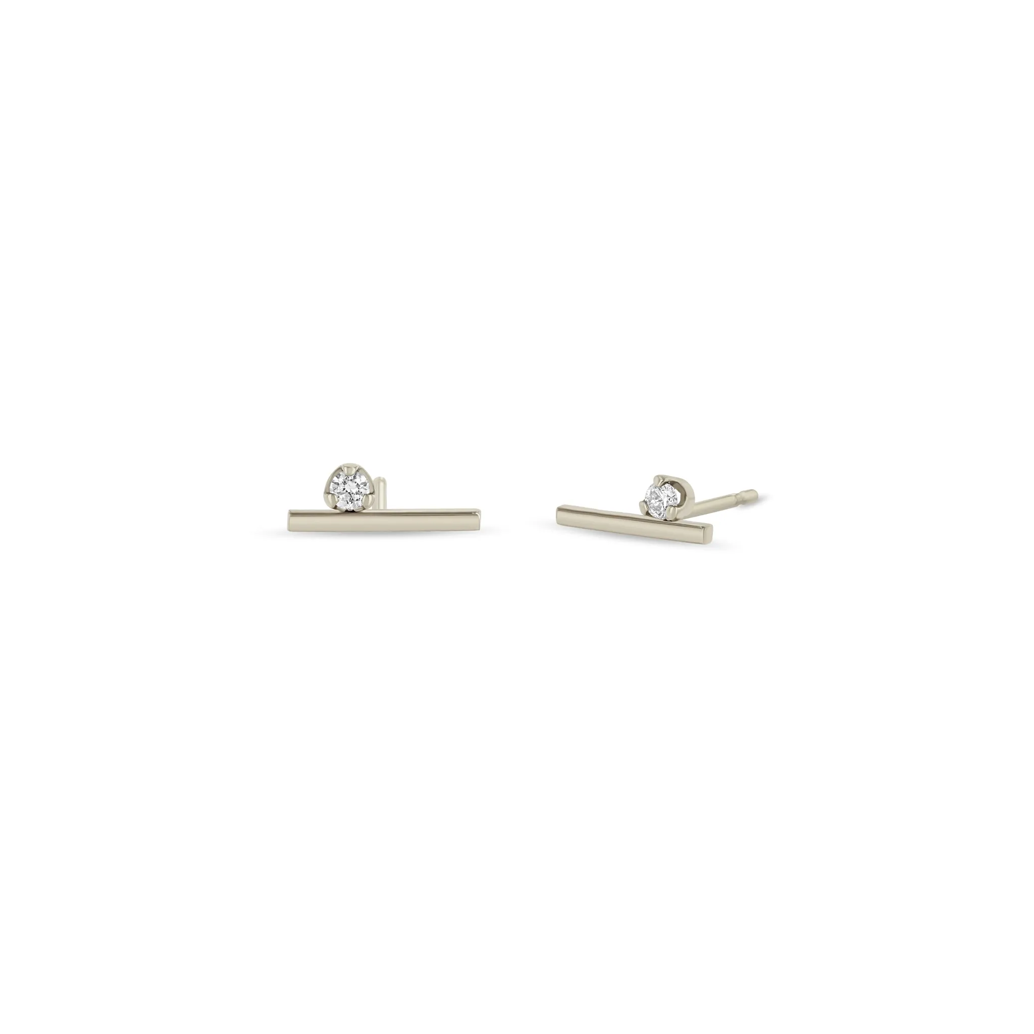 14k Prong Set Diamond Bar Studs sold by Zoe Chicco product image thumbnail 3