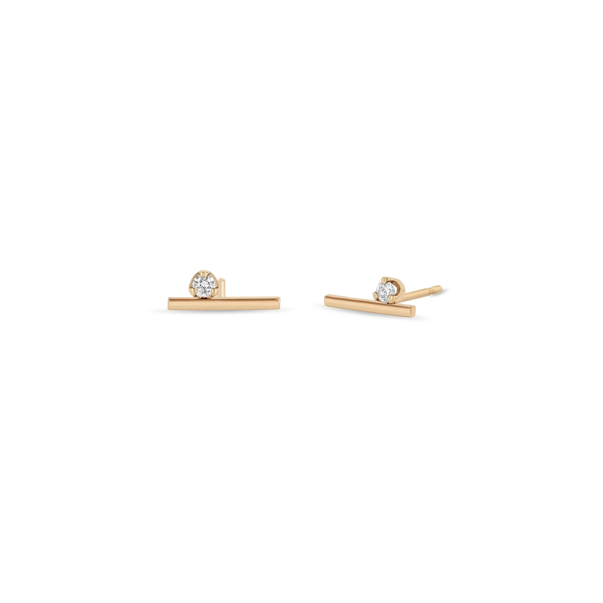 14k Prong Set Diamond Bar Studs sold by Zoe Chicco product image thumbnail 2