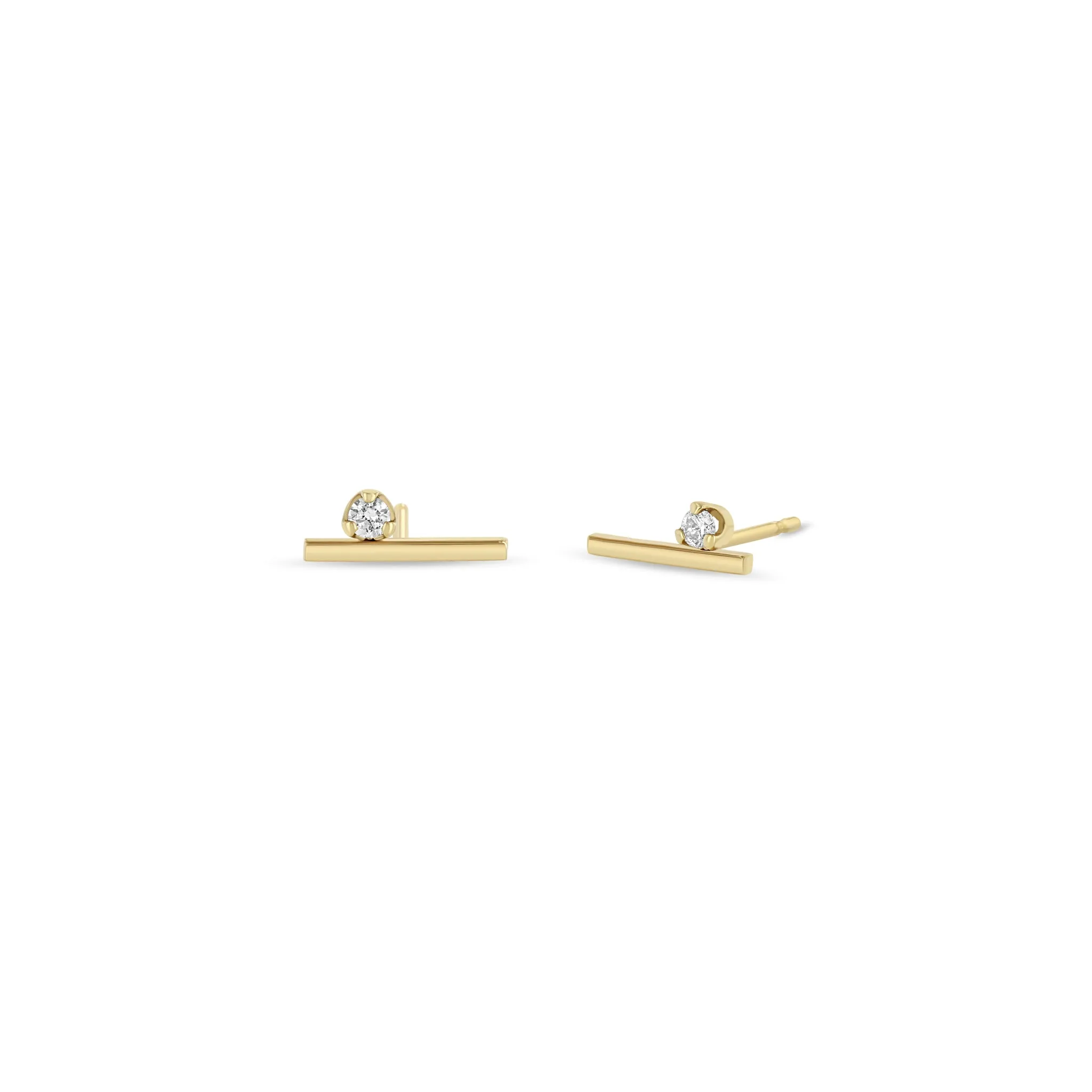 14k Prong Set Diamond Bar Studs sold by Zoe Chicco