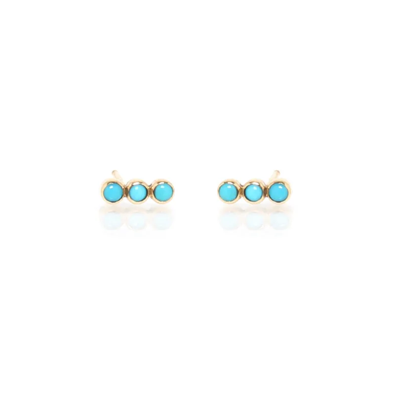 14k 3 Turquoise Bezel Studs sold by Zoe Chicco