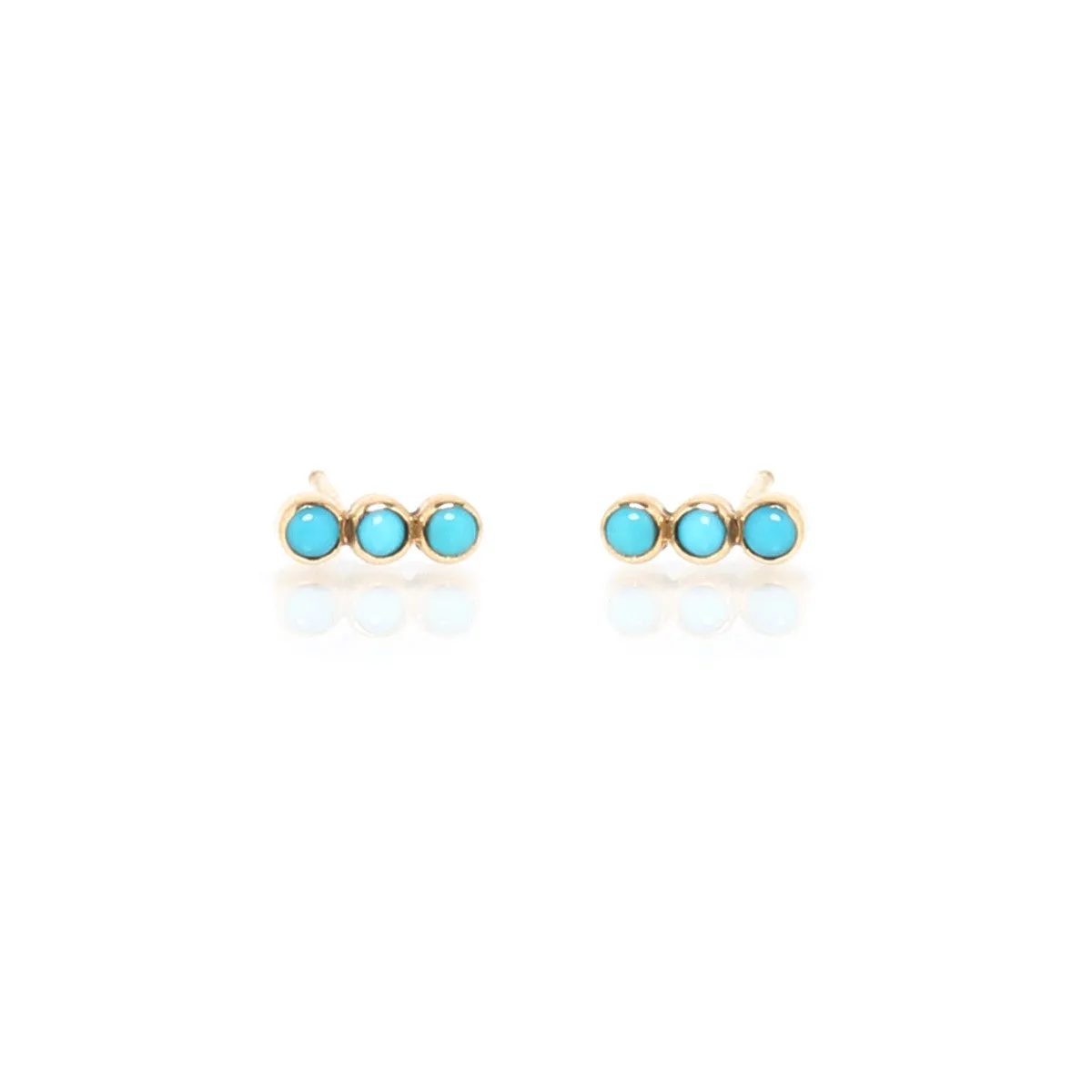 14k 3 Turquoise Bezel Studs sold by Zoe Chicco