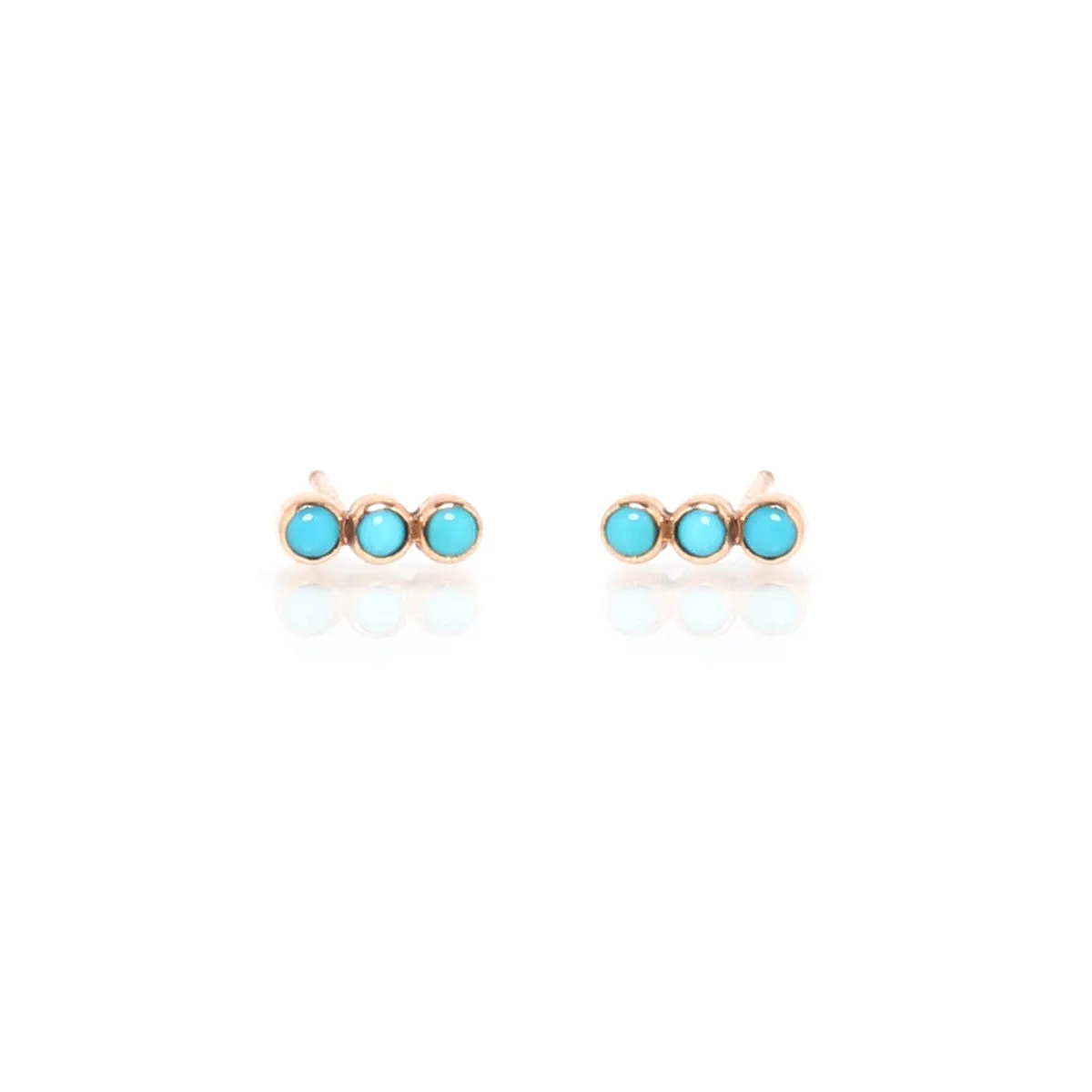 14k 3 Turquoise Bezel Studs sold by Zoe Chicco product image thumbnail 3