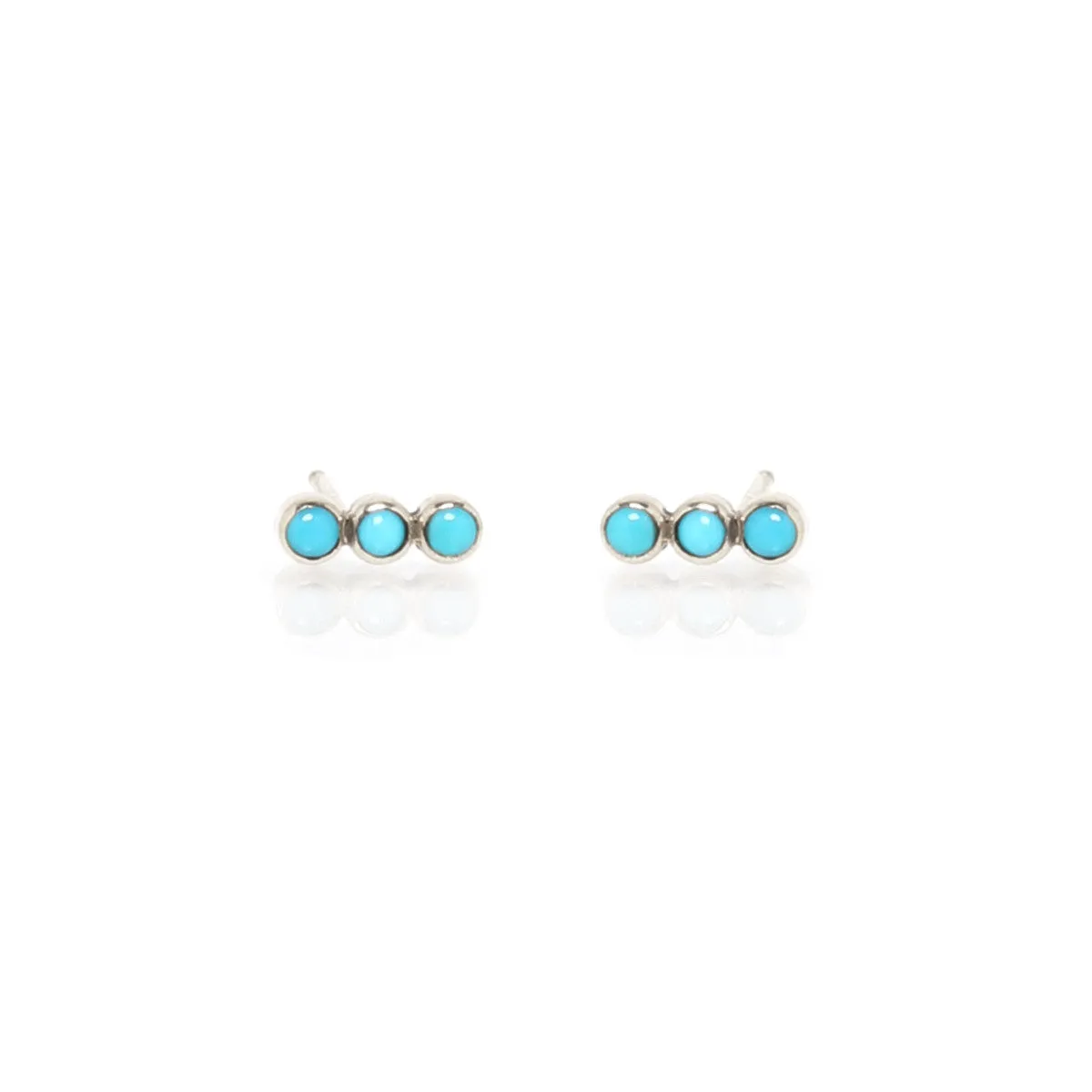 14k 3 Turquoise Bezel Studs sold by Zoe Chicco product image thumbnail 4