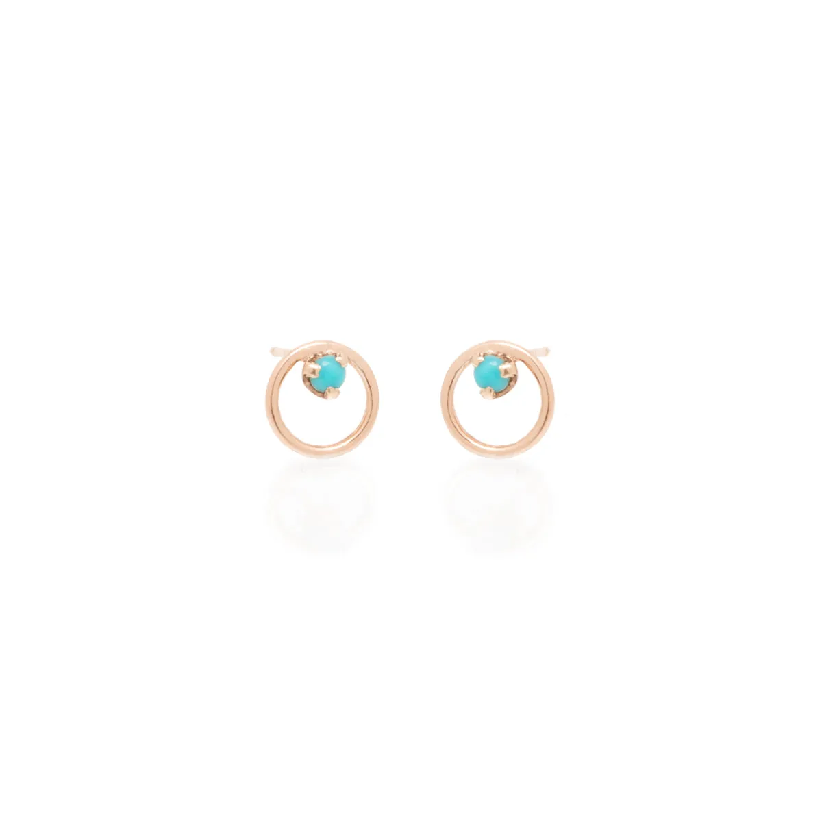 14k Prong Turquoise Circle Studs sold by Zoe Chicco product image thumbnail 3