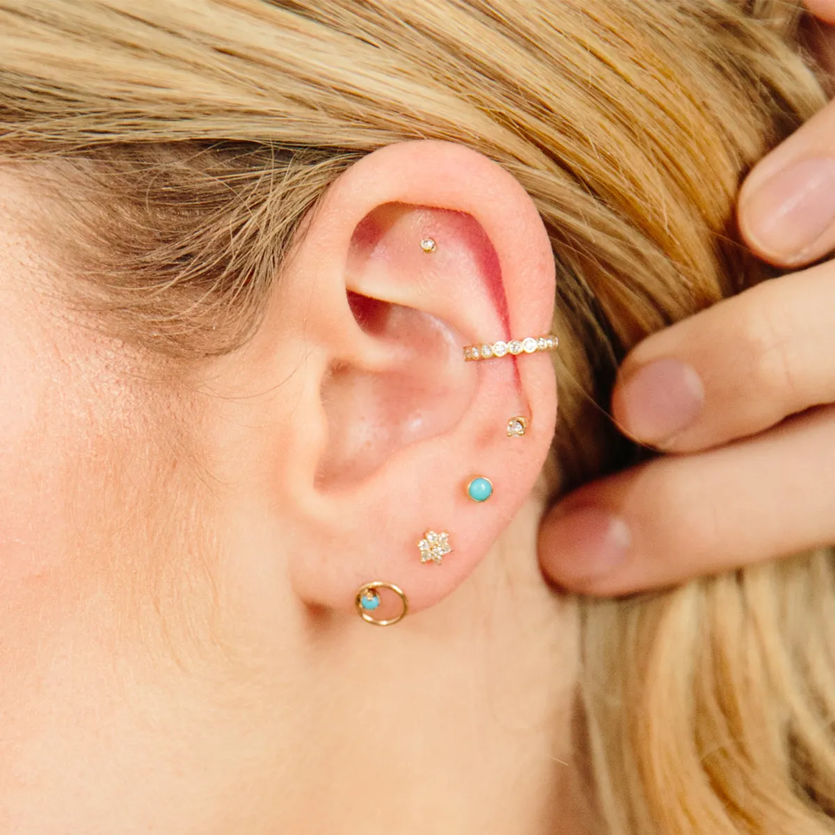 14k Prong Turquoise Circle Studs sold by Zoe Chicco product image thumbnail 2