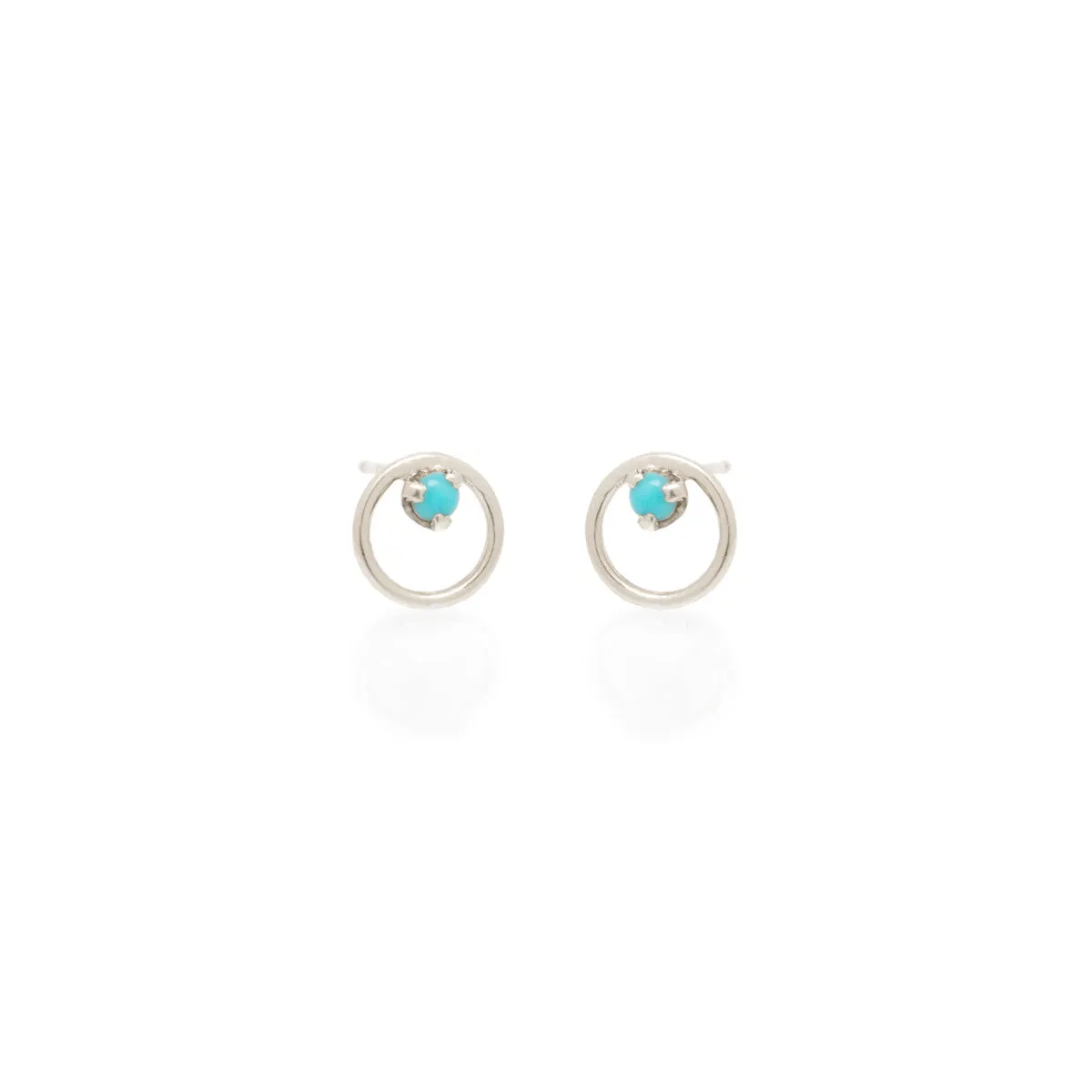 14k Prong Turquoise Circle Studs sold by Zoe Chicco product image thumbnail 4