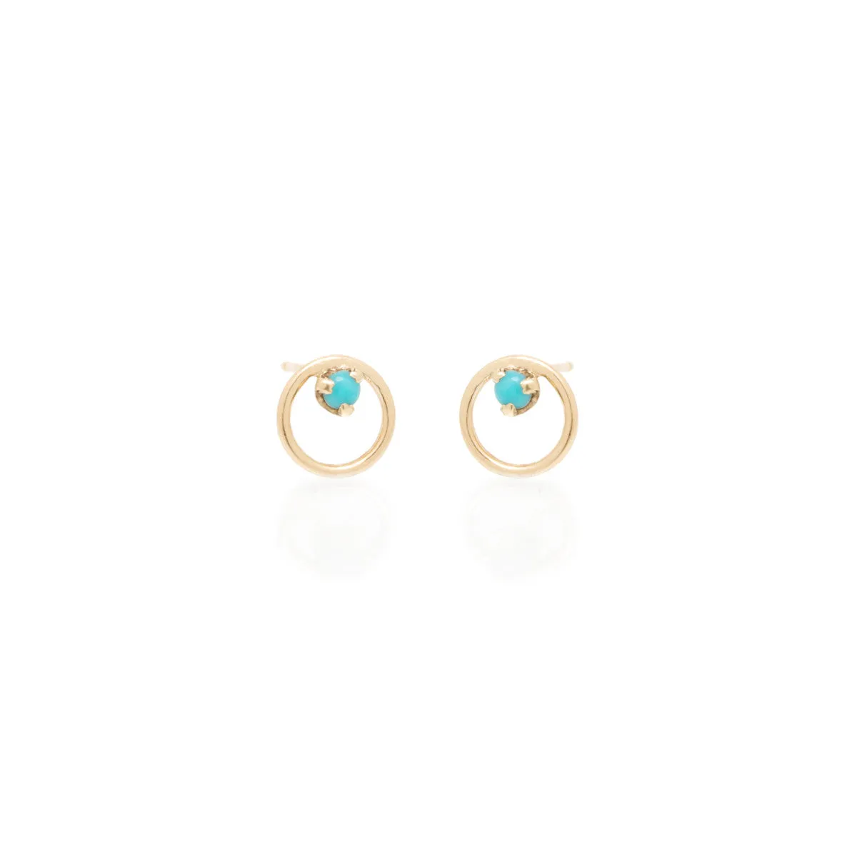 14k Prong Turquoise Circle Studs sold by Zoe Chicco