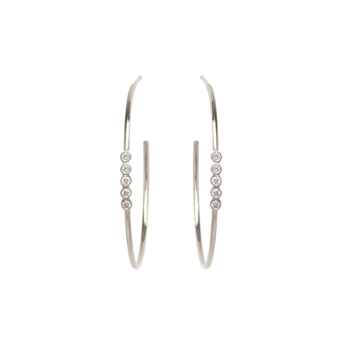 14k 5 Diamond Bezel Medium Hoops sold by Zoe Chicco product image thumbnail 4
