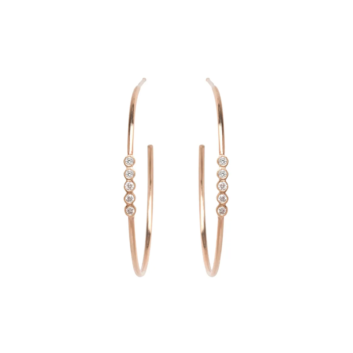 14k 5 Diamond Bezel Medium Hoops sold by Zoe Chicco product image thumbnail 3