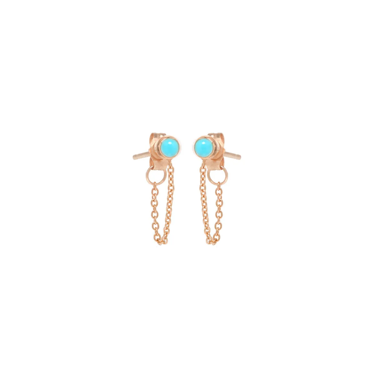14k Turquoise Bezel Chain Huggie Earrings sold by Zoe Chicco product image thumbnail 2