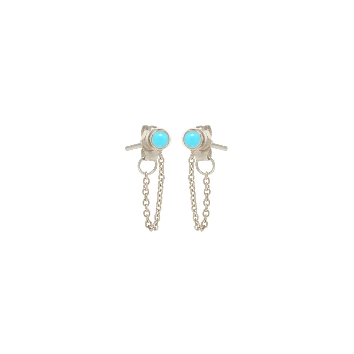 14k Turquoise Bezel Chain Huggie Earrings sold by Zoe Chicco product image thumbnail 3