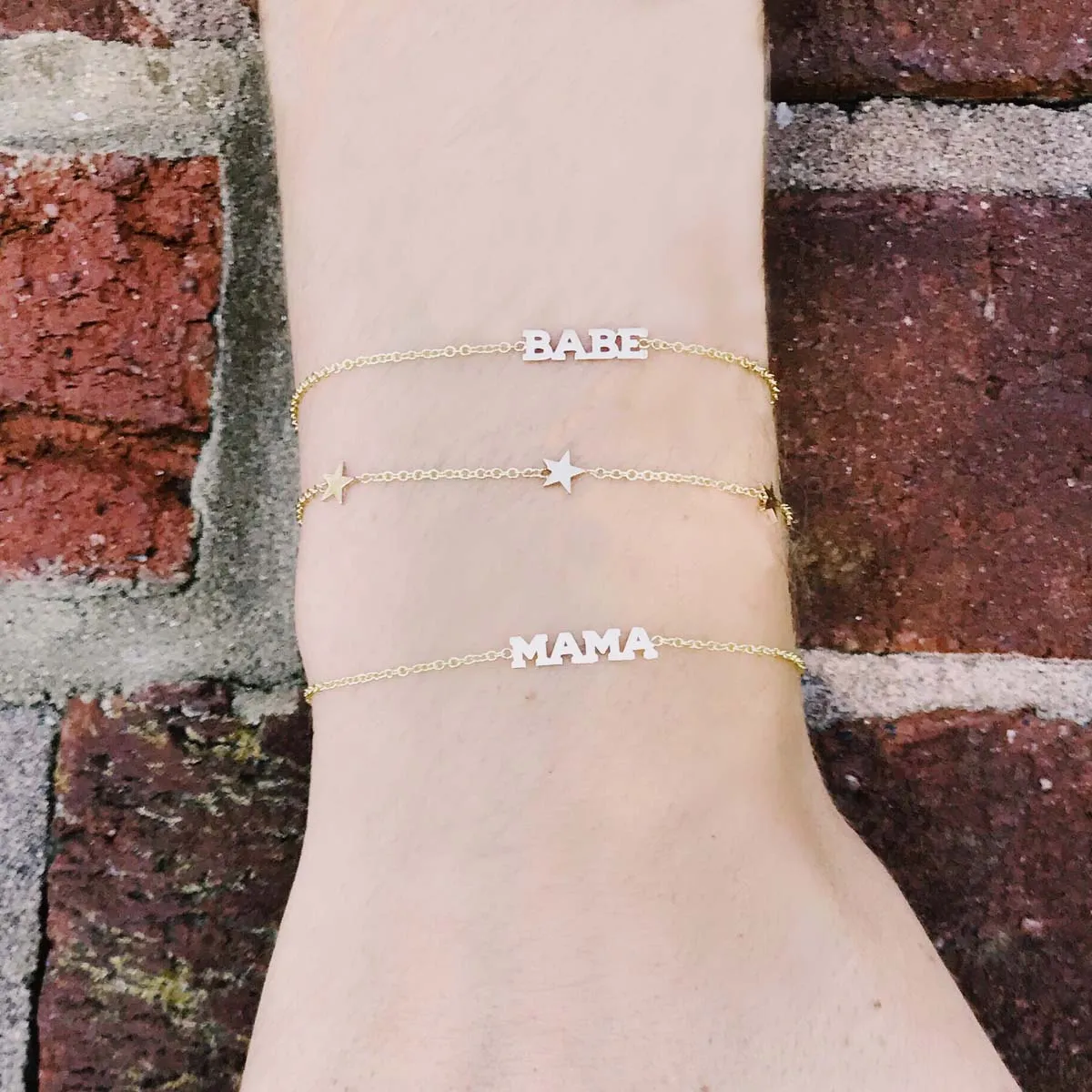 14k Itty Bitty MAMA Bracelet sold by Zoe Chicco product image thumbnail 5