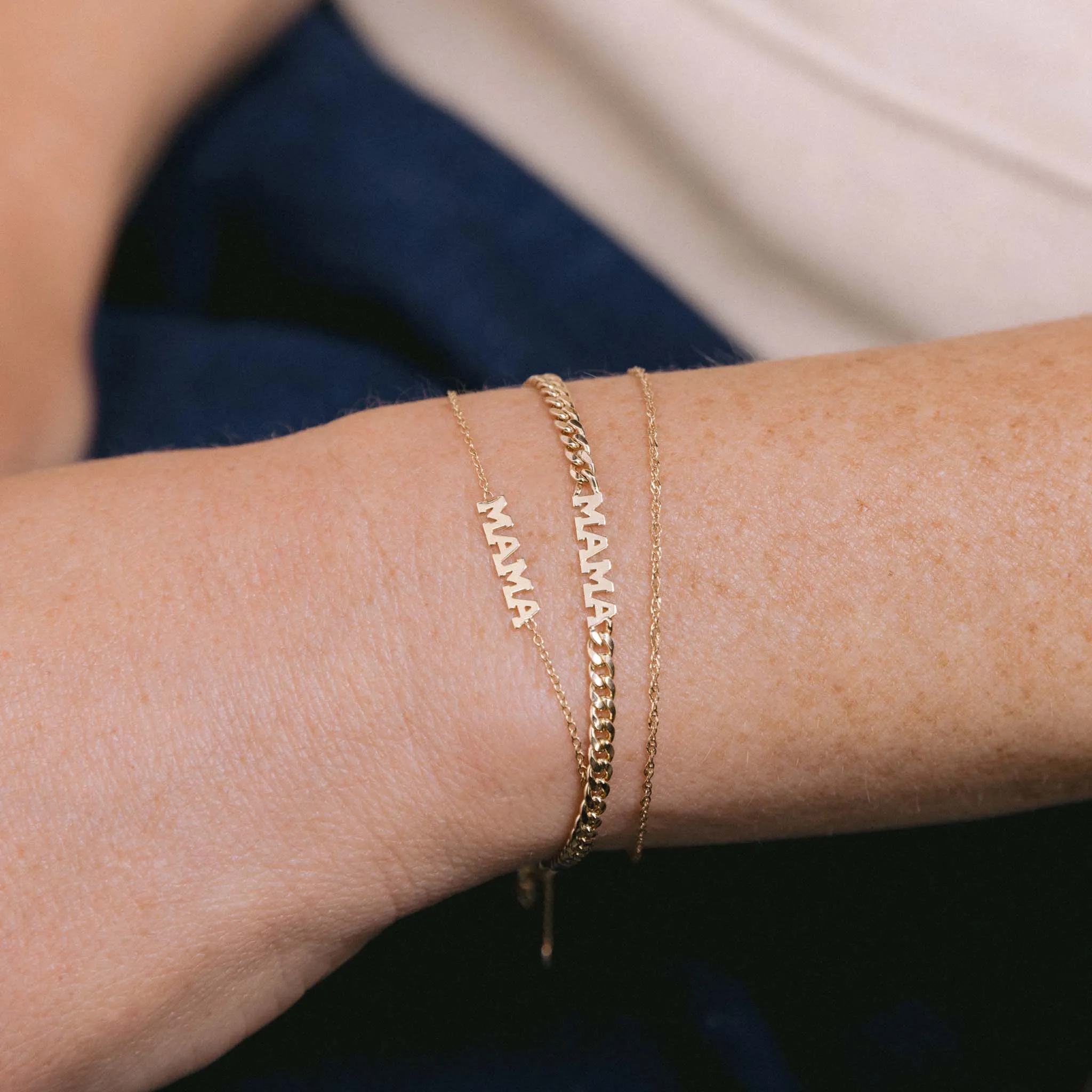 14k Itty Bitty MAMA Bracelet sold by Zoe Chicco product image thumbnail 2