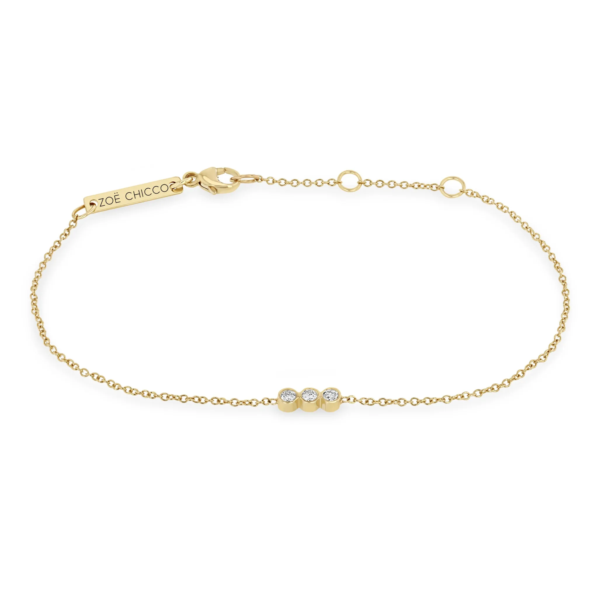 14k 3 Diamond Bezel Bar Bracelet sold by Zoe Chicco