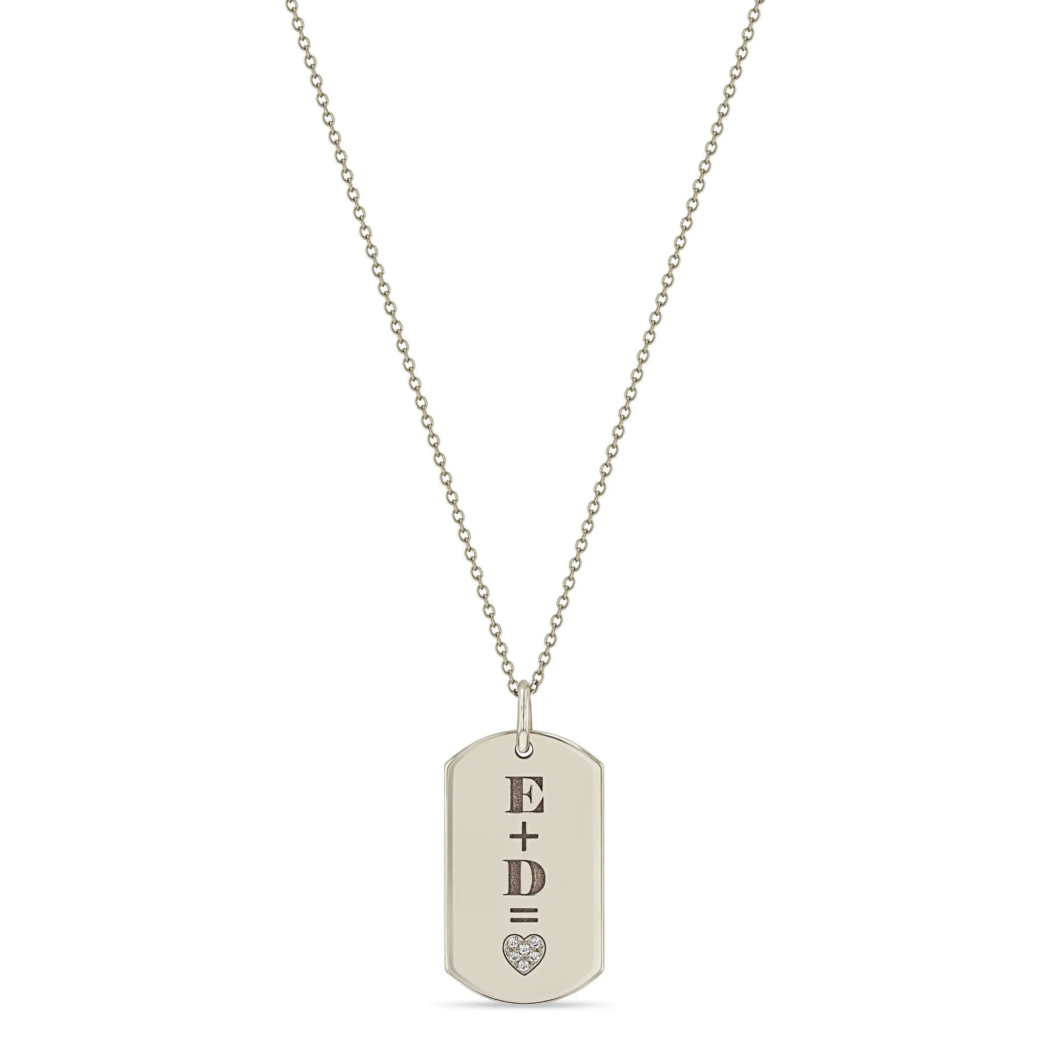 14k Pavé Diamond Heart Equation Medium Dog Tag Necklace sold by Zoe Chicco product image thumbnail 4
