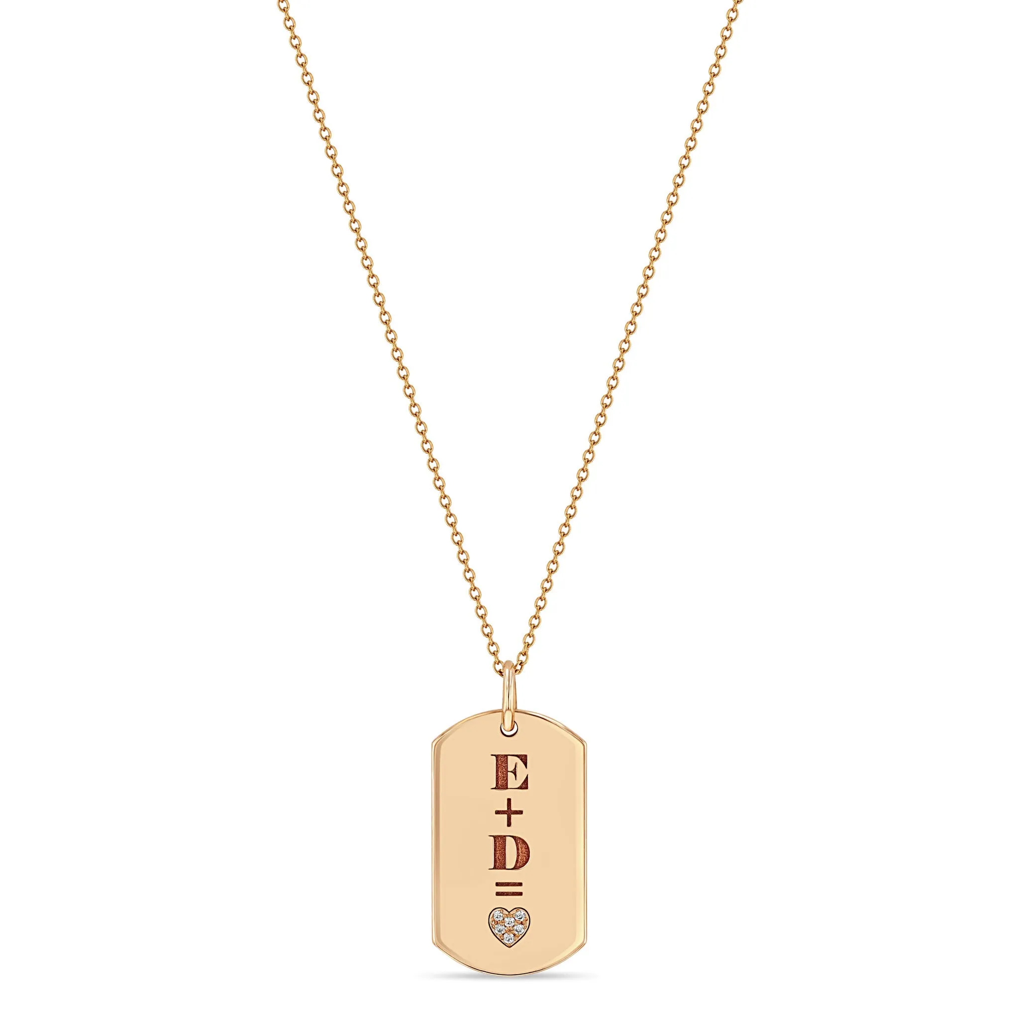 14k Pavé Diamond Heart Equation Medium Dog Tag Necklace sold by Zoe Chicco product image thumbnail 3