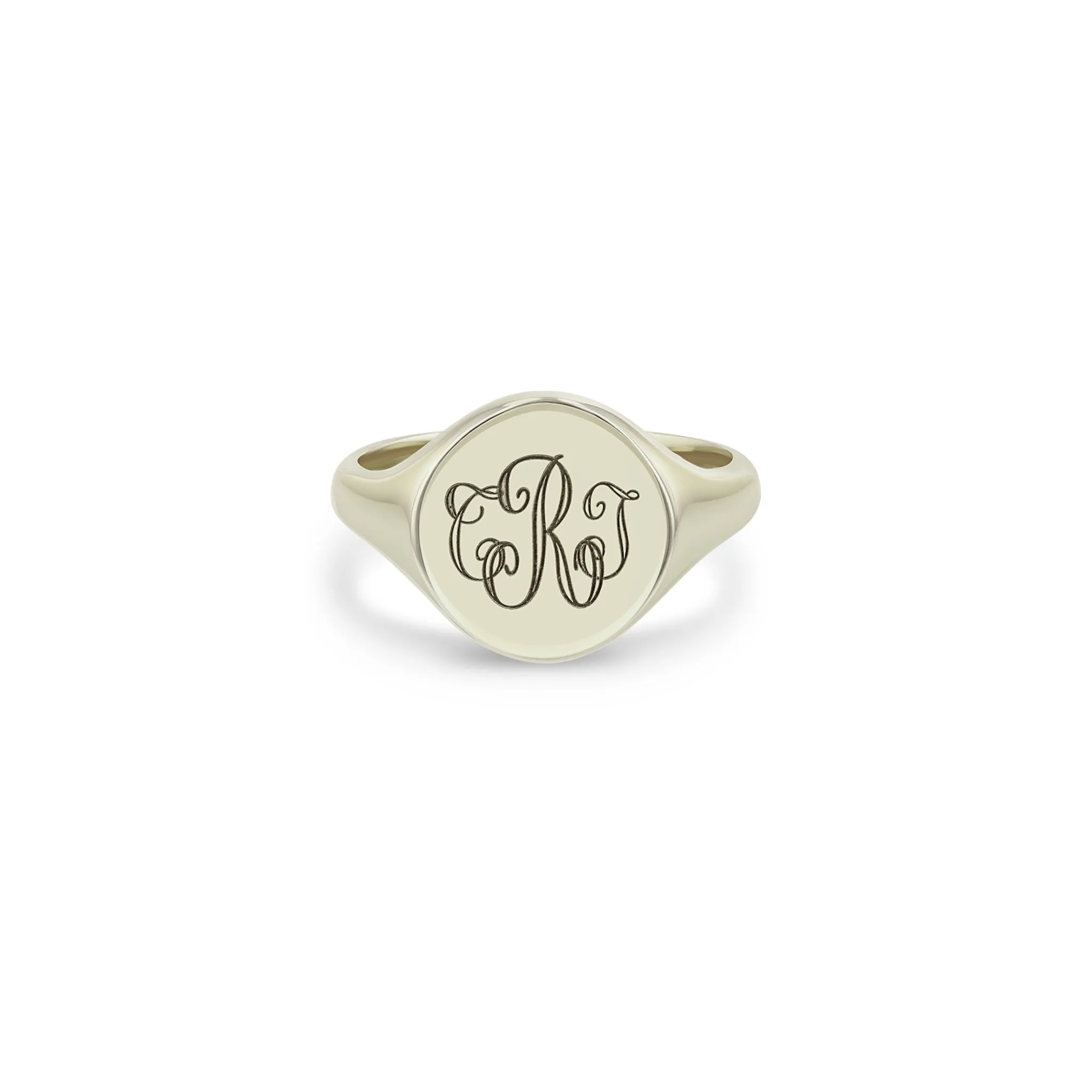 14k Engraved Monogram Signet Ring sold by Zoe Chicco product image thumbnail 5