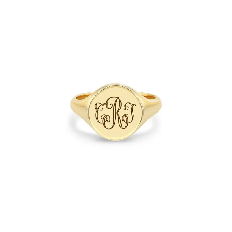 14k Engraved Monogram Signet Ring sold by Zoe Chicco
