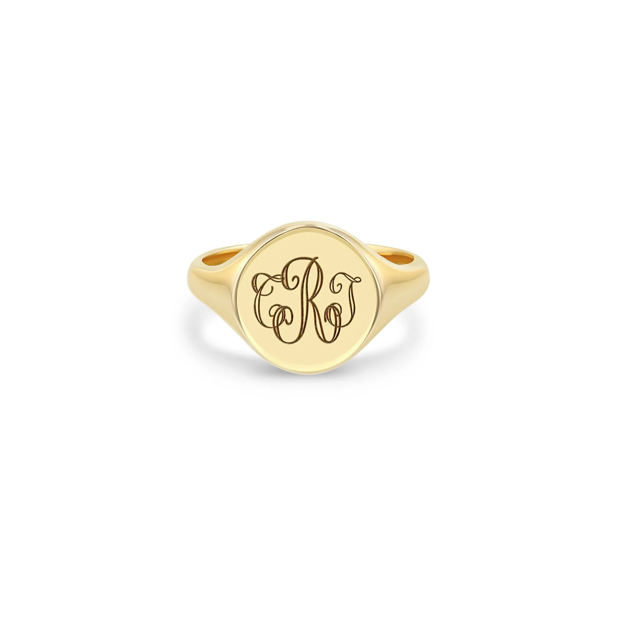 14k Engraved Monogram Signet Ring sold by Zoe Chicco