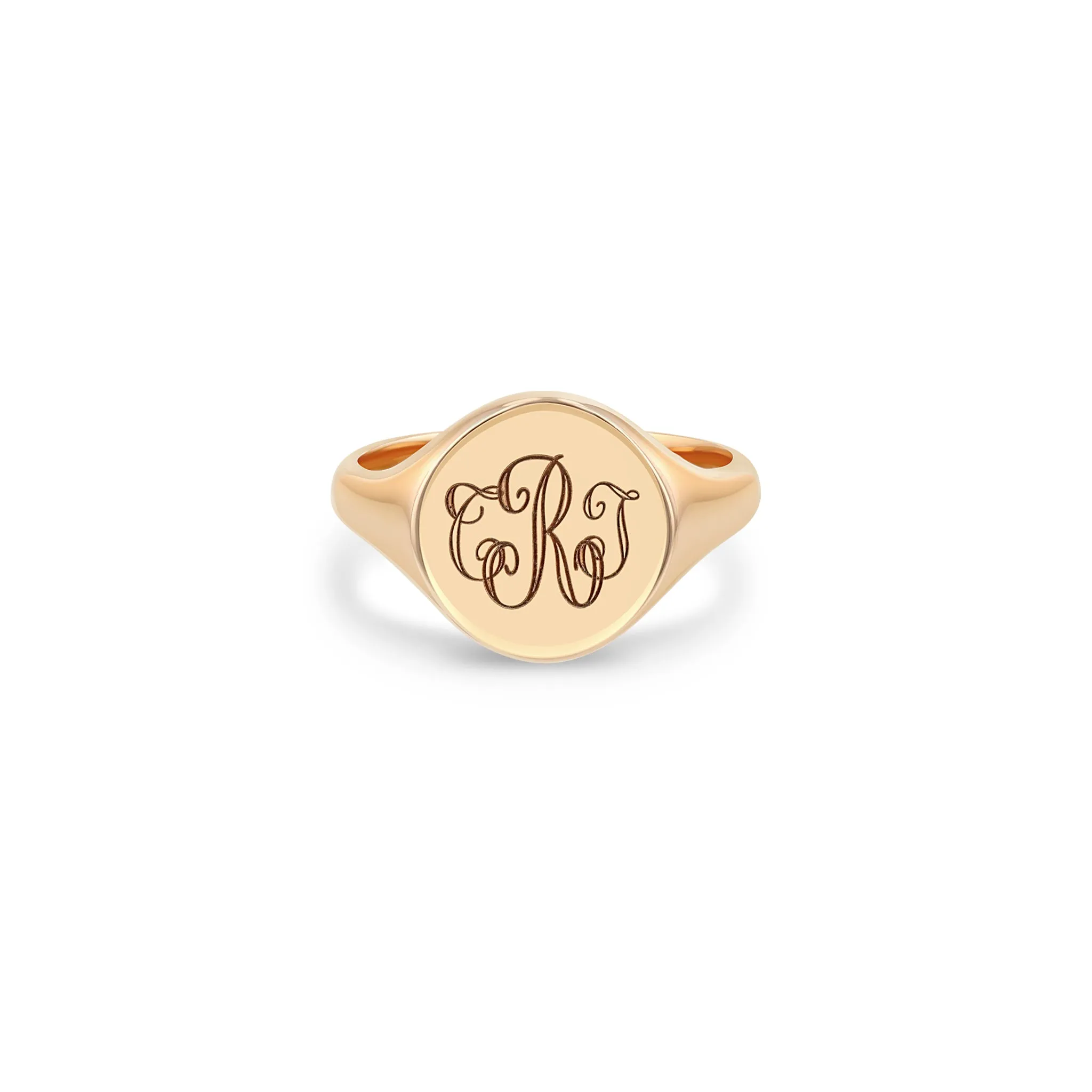 14k Engraved Monogram Signet Ring sold by Zoe Chicco product image thumbnail 4