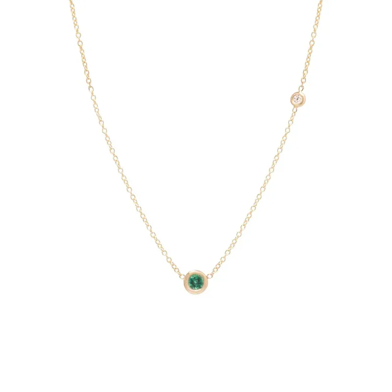 14k Emerald & Floating Diamond Necklace sold by Zoe Chicco