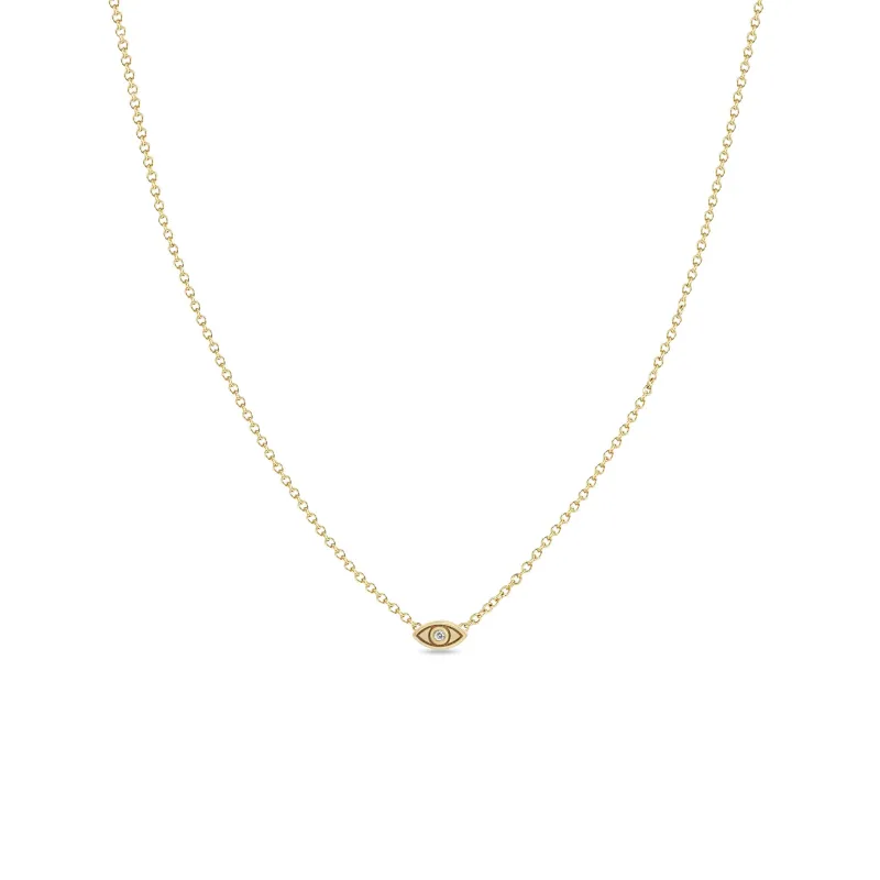 14k Diamond Itty Bitty Evil Eye Necklace sold by Zoe Chicco