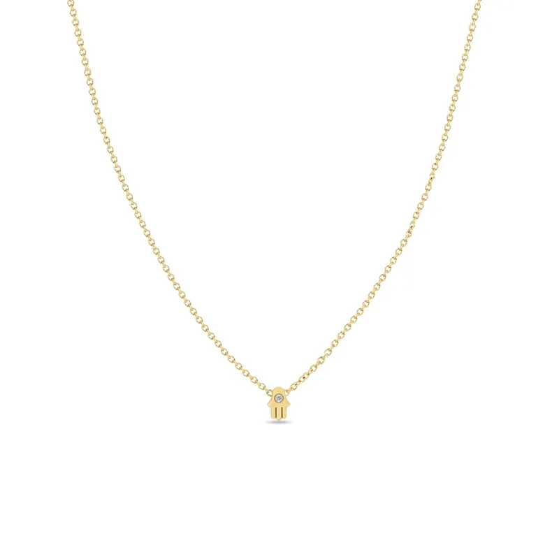 14k Itty Bitty Diamond Hamsa Necklace sold by Zoe Chicco