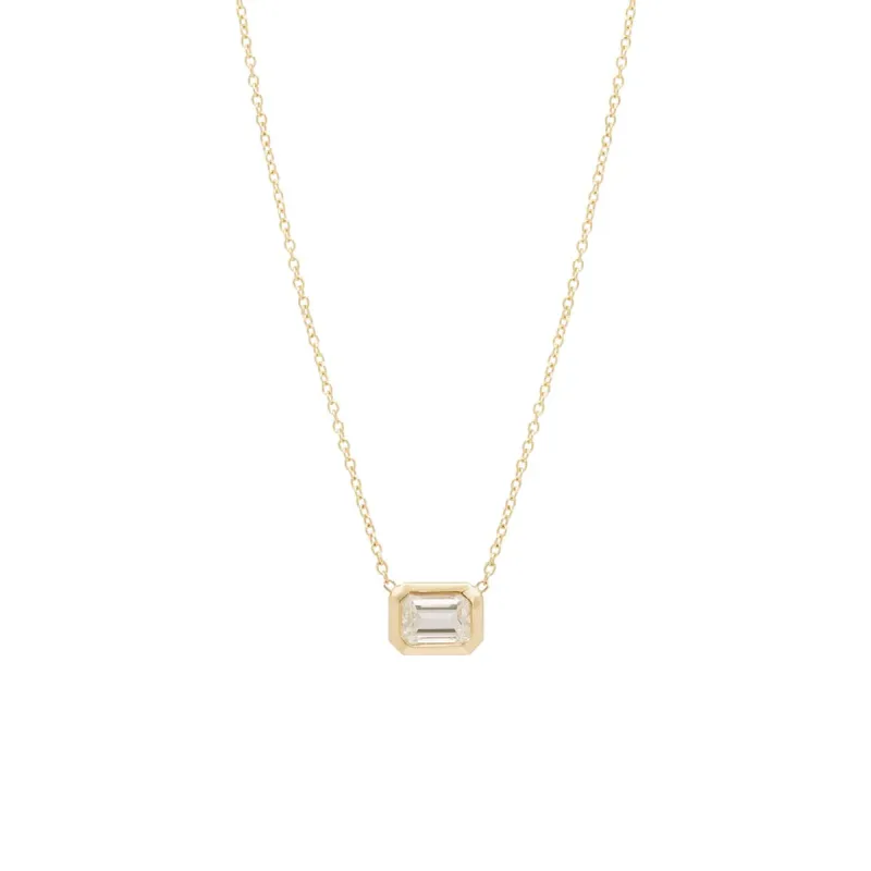 14k Large Emerald Cut Diamond Necklace sold by Zoe Chicco