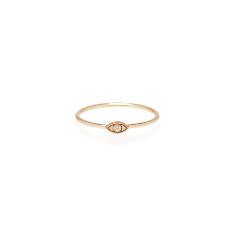 14k Itty Bitty Diamond Evil Eye Ring sold by Zoe Chicco