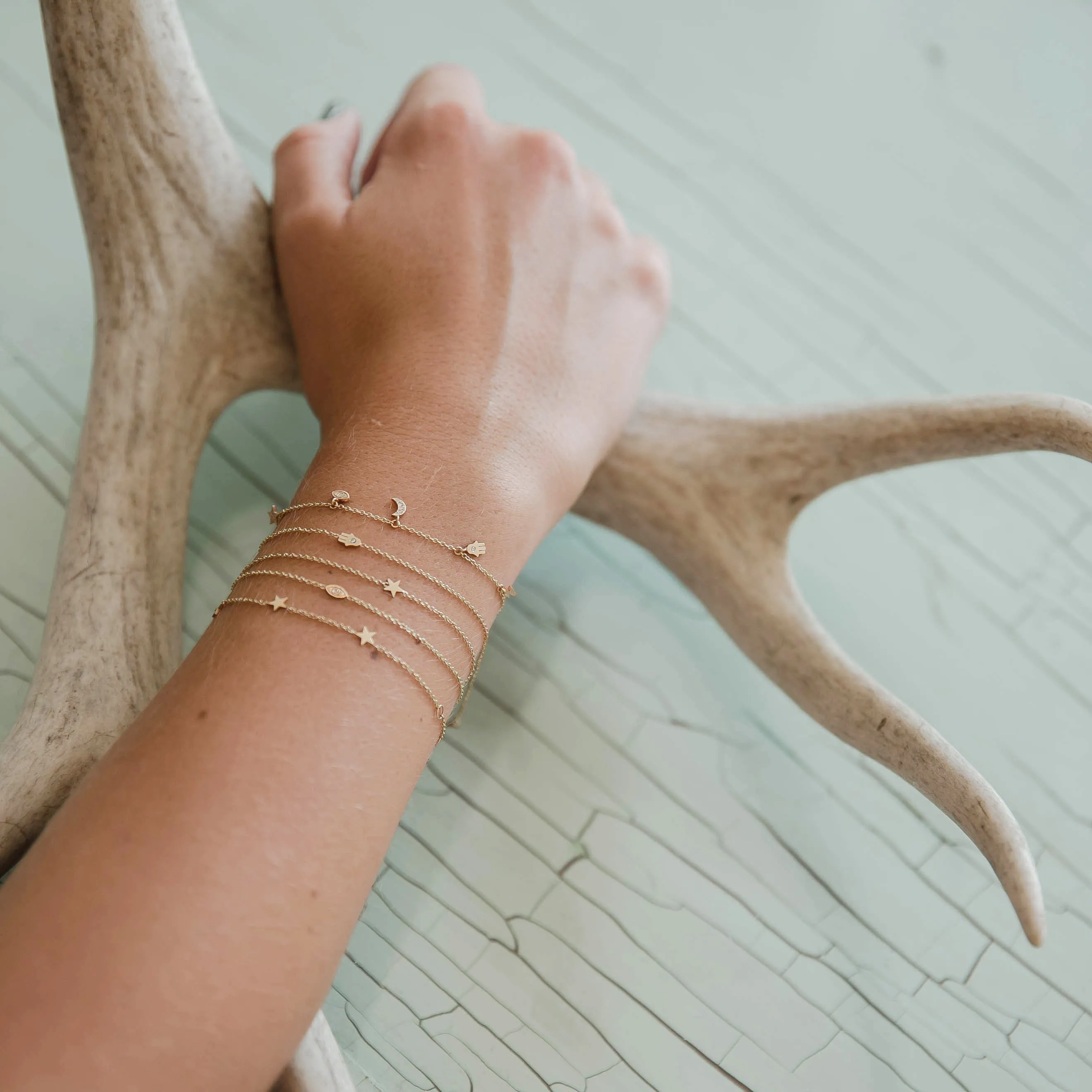 14k Itty Bitty Diamond Evil Eye Bracelet sold by Zoe Chicco product image thumbnail 3