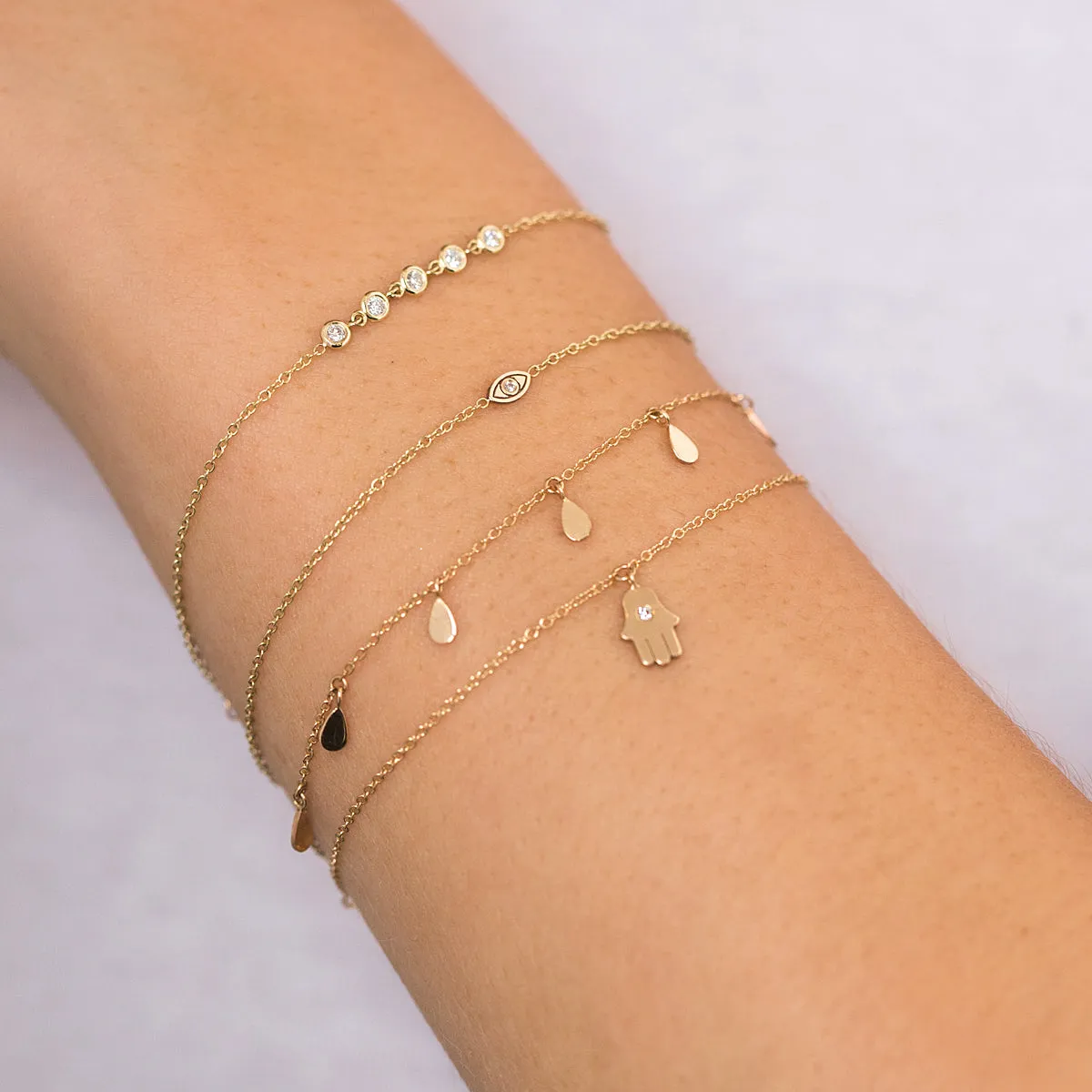 14k Itty Bitty Diamond Evil Eye Bracelet sold by Zoe Chicco product image thumbnail 2