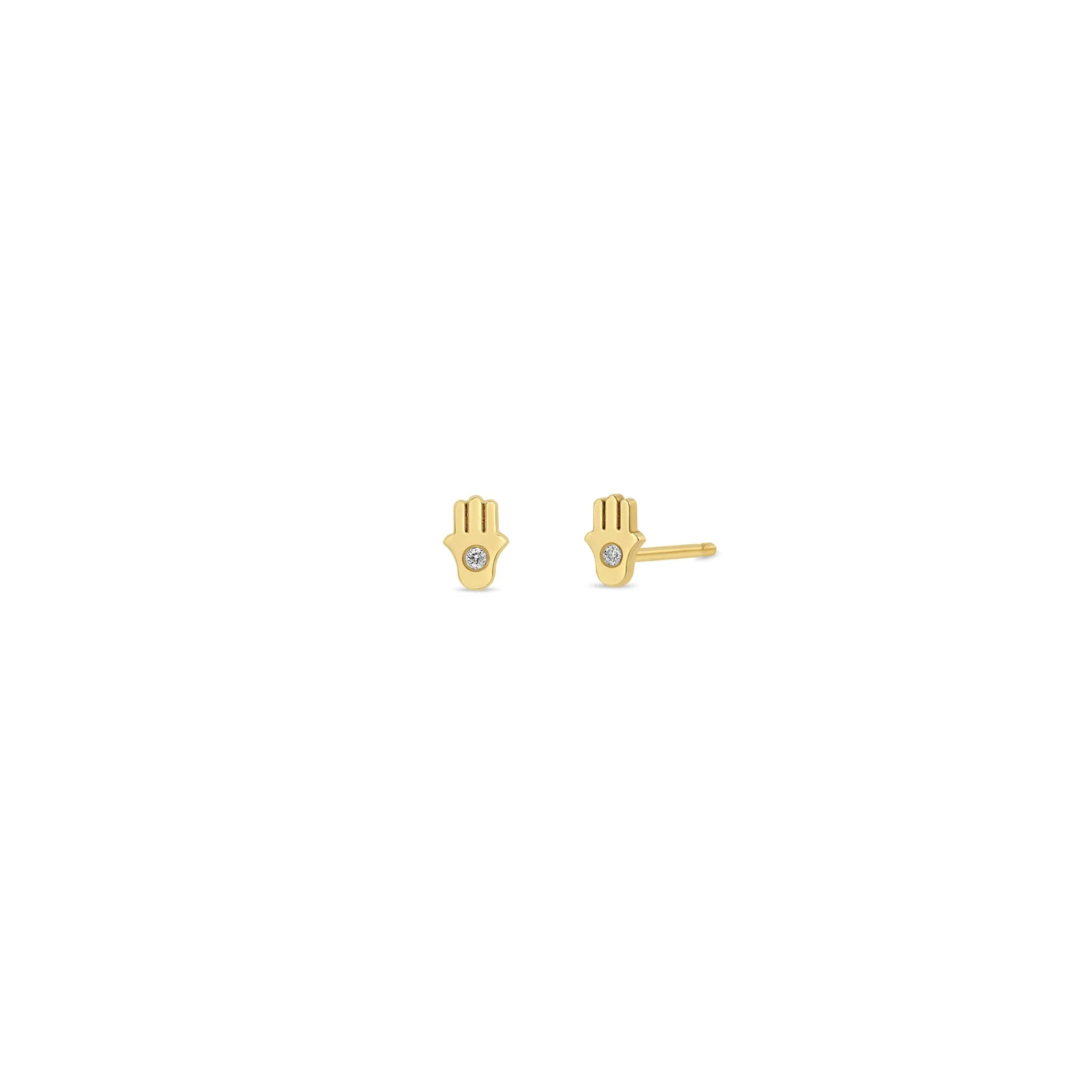 14k Itty Bitty Diamond Hamsa Stud sold by Zoe Chicco product image thumbnail 5