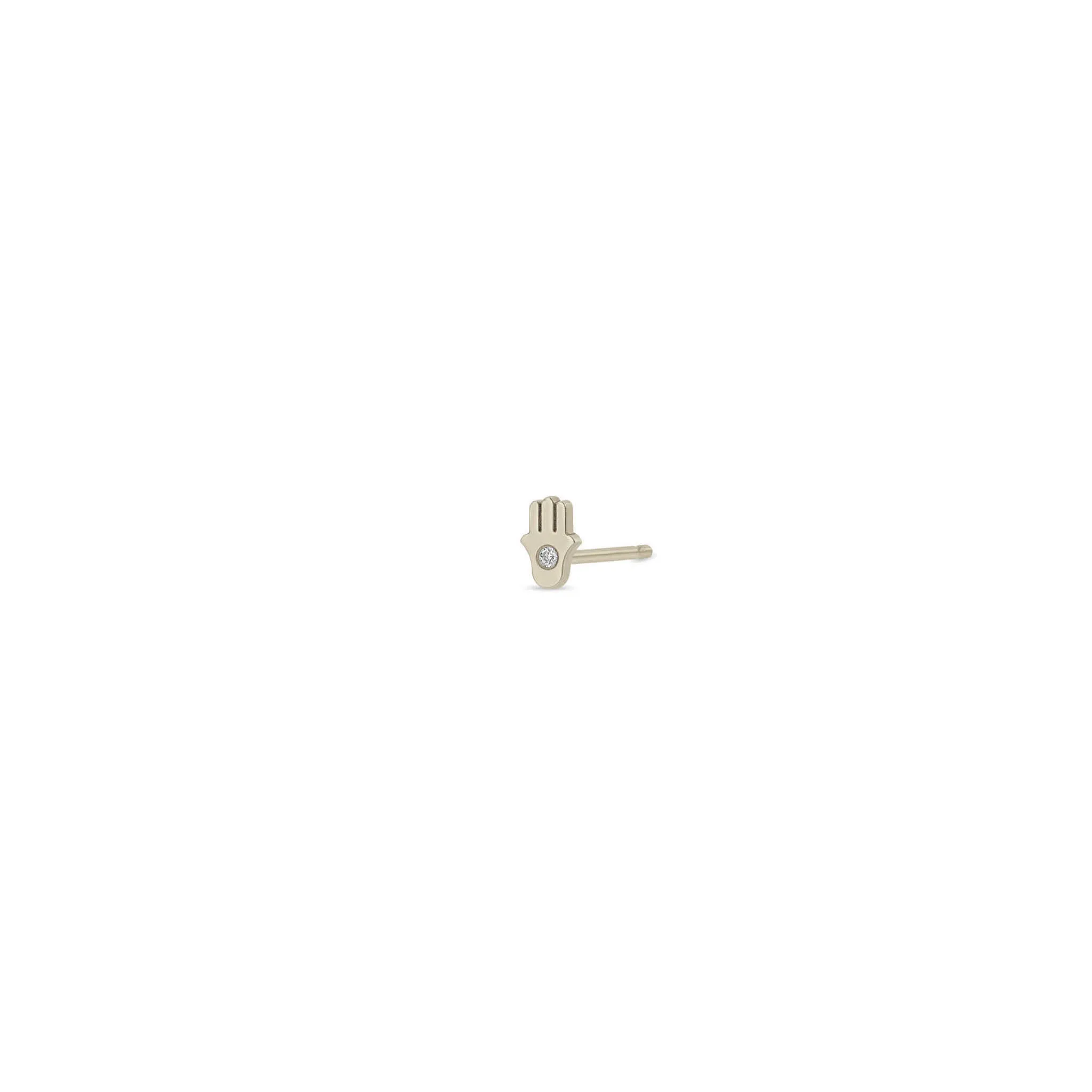 14k Itty Bitty Diamond Hamsa Stud sold by Zoe Chicco product image thumbnail 4