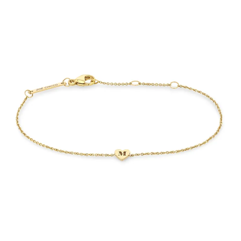 14k Gold Initial Heart Bracelet sold by Zoe Chicco