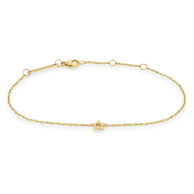 14k Gold Initial Star Bracelet sold by Zoe Chicco