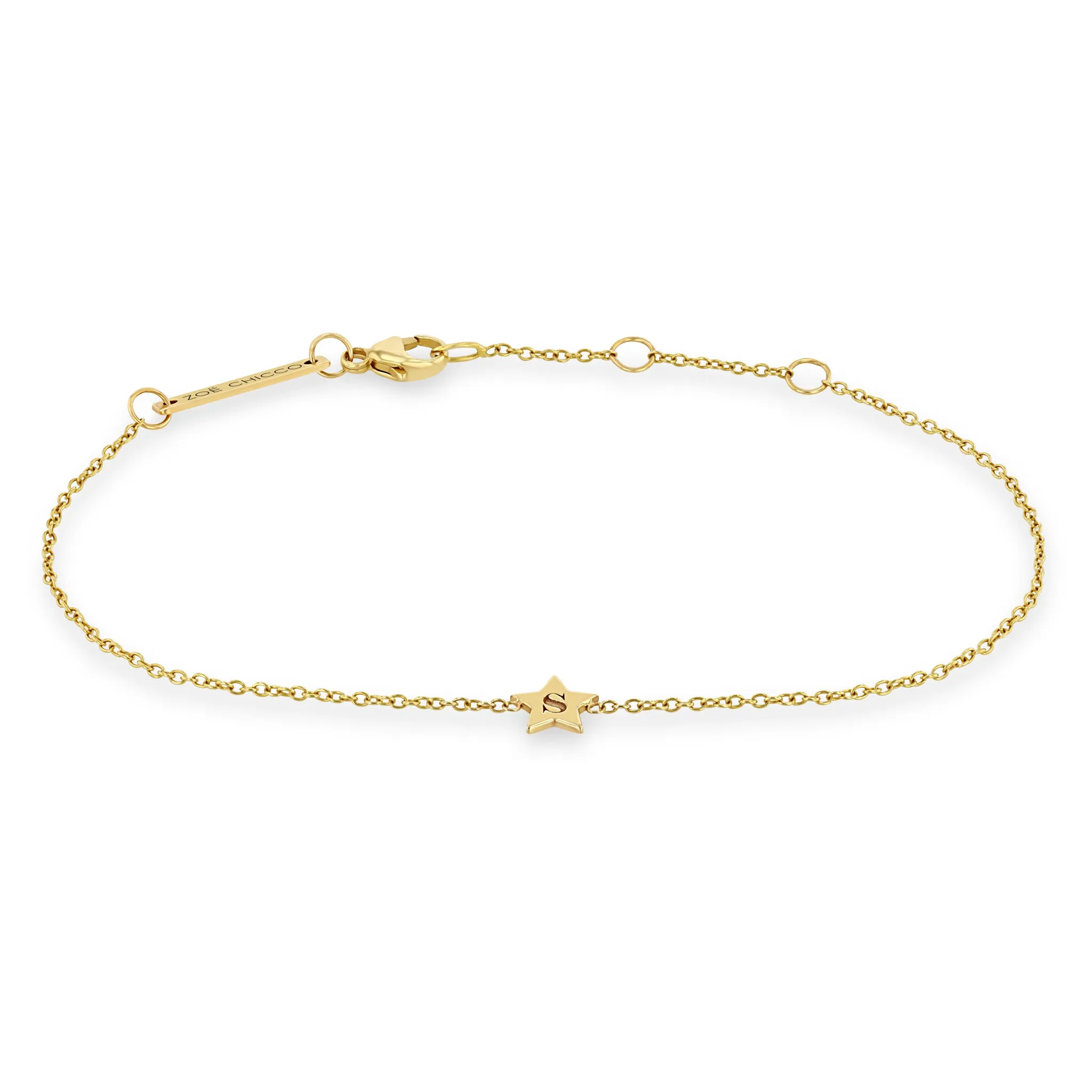 14k Gold Initial Star Bracelet sold by Zoe Chicco