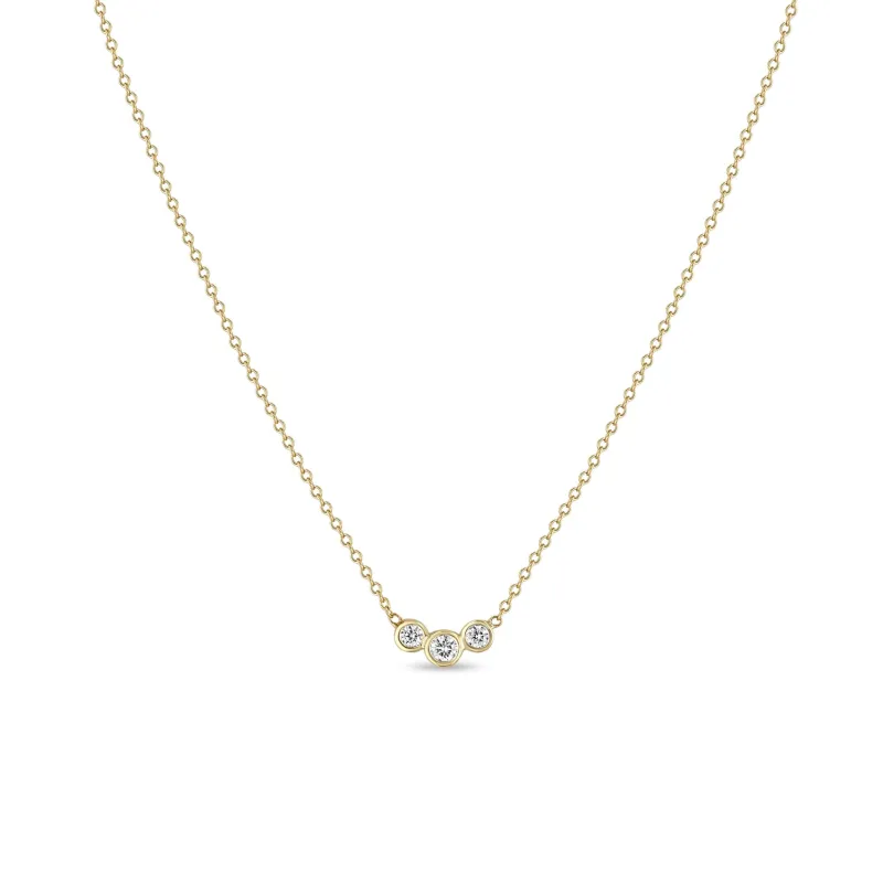 14k 3 Graduated Diamond Bezel Necklace sold by Zoe Chicco